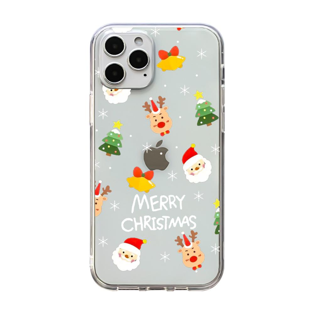 Рождественский прозрачный чехол для iPhone 16 15 14 13 12 11 Pro Max Санта-Клаус, лось, снеговик, рождественский чехол для iPhone XS Max X XR 7 8 Plus, мягкий чехол из ТПУ
