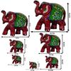 Elephant Sequence 7 Pieces Kanha Ji Pooja Room & Gifted Item For Home Decorative Showpiece - 10 Cm  (Paper Mache, Red)