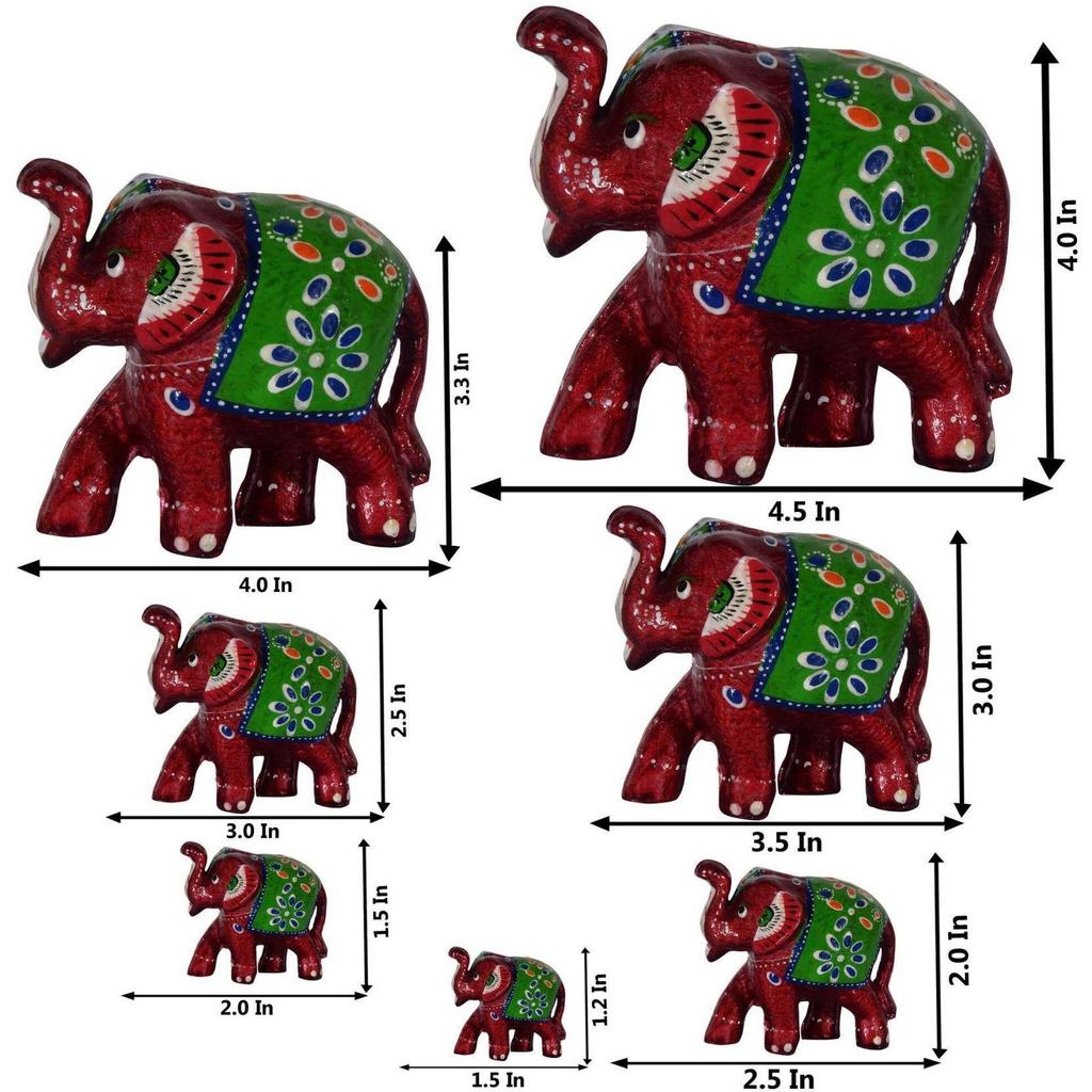 Elephant Sequence 7 Pieces Kanha Ji Pooja Room & Gifted Item For Home Decorative Showpiece - 10 Cm  (Paper Mache, Red)