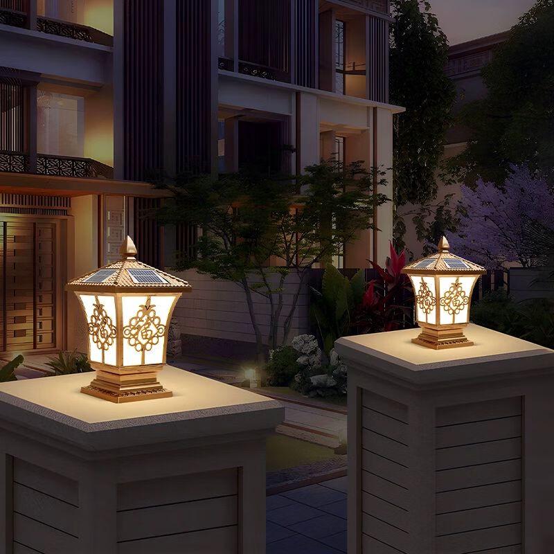 New Chinese Style Outdoor Solar Pillar Light