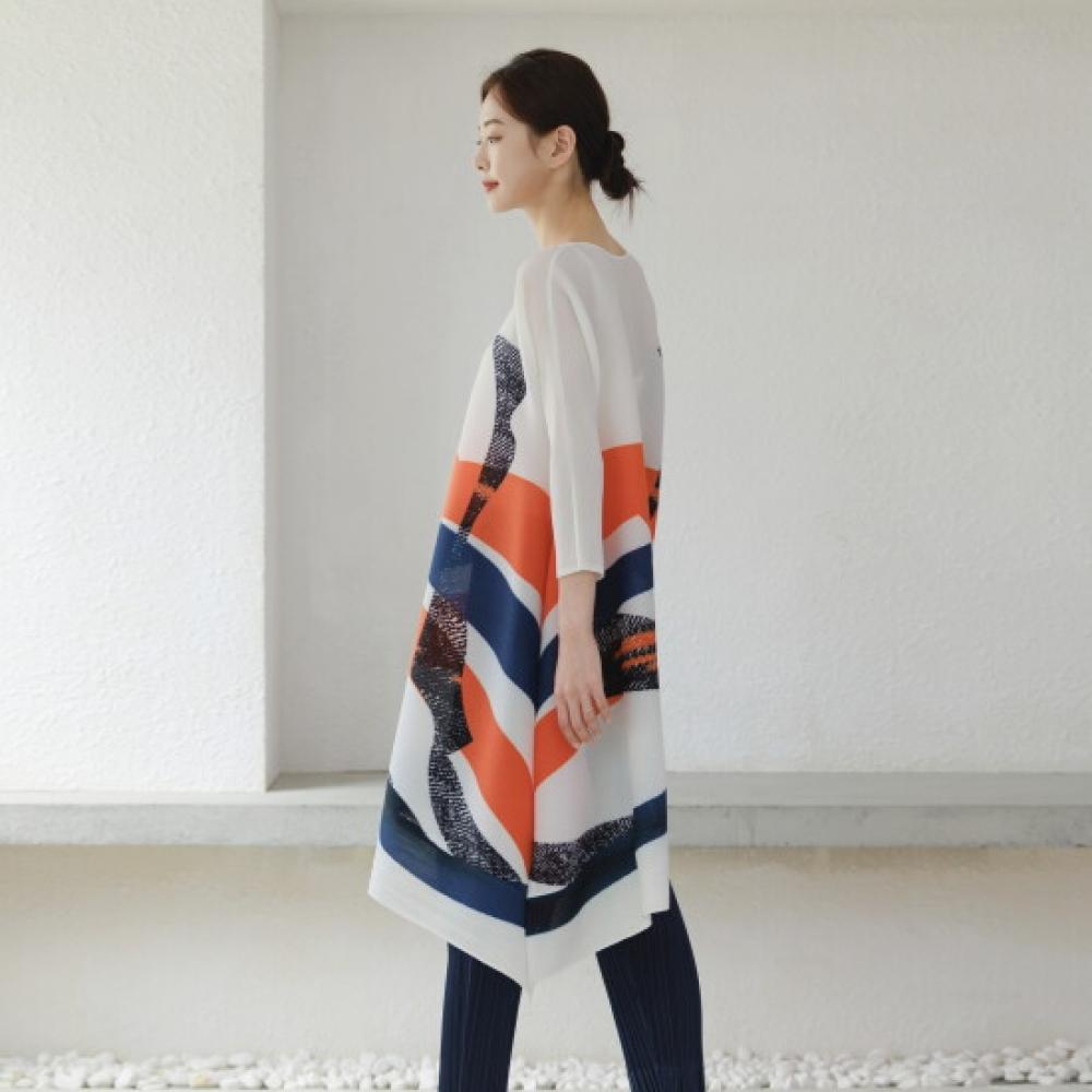 Plara Women Balloon Wide Painting Pleats Dress