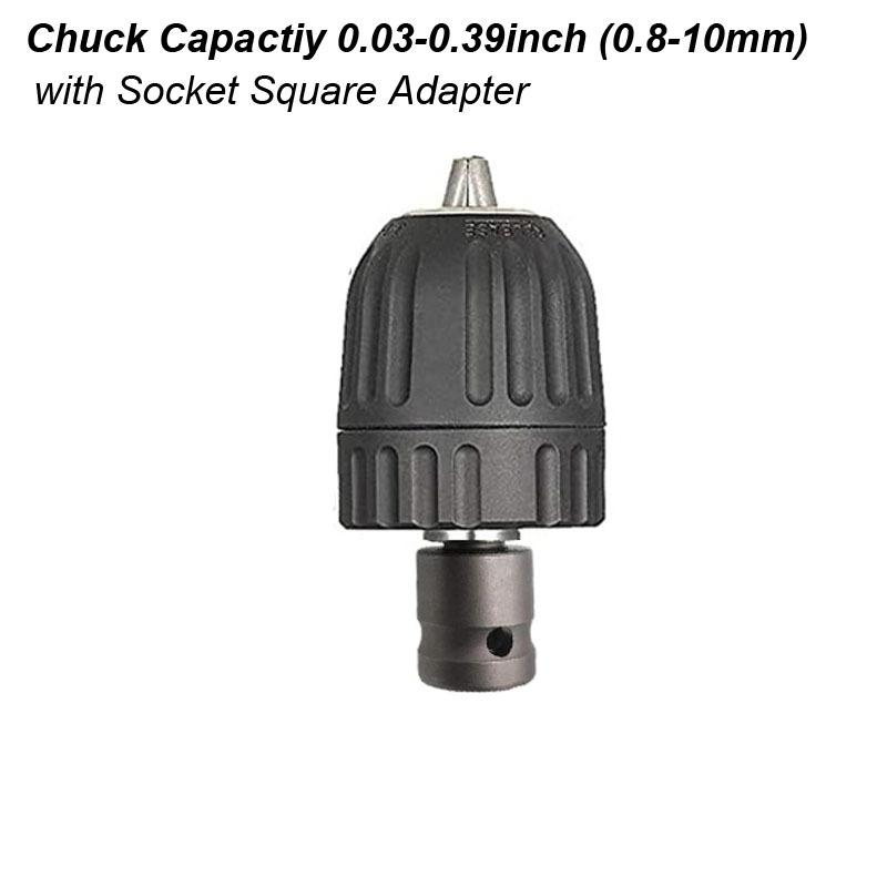 0.8-10mm Keyless Drill Chuck Converter Hex Shank SDS Plus Socket Square Femal Adapter for Impact Electric Driver/ Wrench/ Hammer