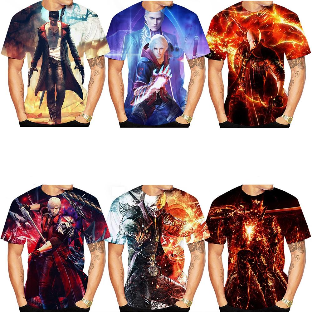 Летний топ с круглым вырезом и 3D-принтом Devil May Cry, модная повседневная мужская футболка с коротким рукавом