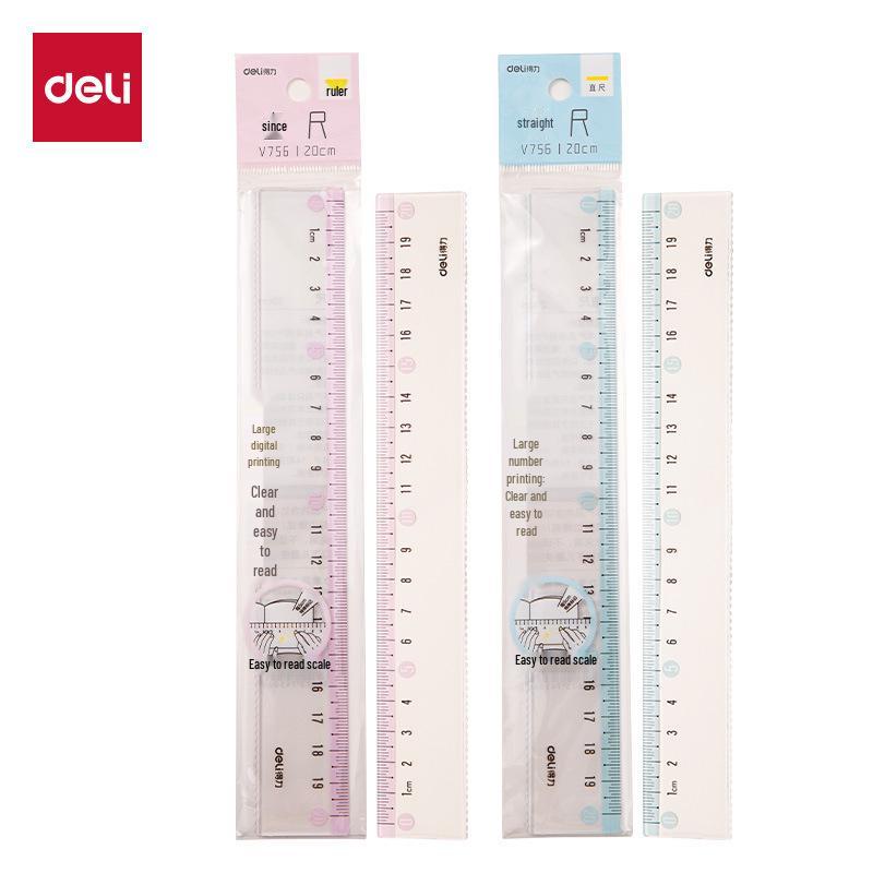 Deli V755 V756 Fashion Color Series Plastic Ruler Student Stationery Drawing Scale Tool