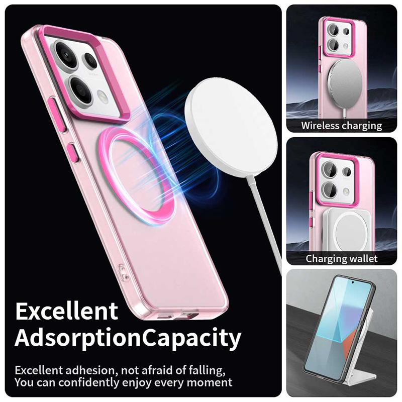 Для POCO X6 Pro Конфетный цвет Для беспроводной зарядки Magsafe Магнитный чехол Для Xiaomi Poco X6 Pro NEO Ударопрочная Мягкая обложка Funda