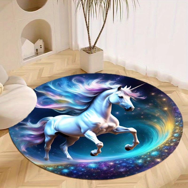 S Starry Unicorn Round Rug Nonslip Area Rug Office Chair Mat Carpet For Living Room Bedroom Home Decor