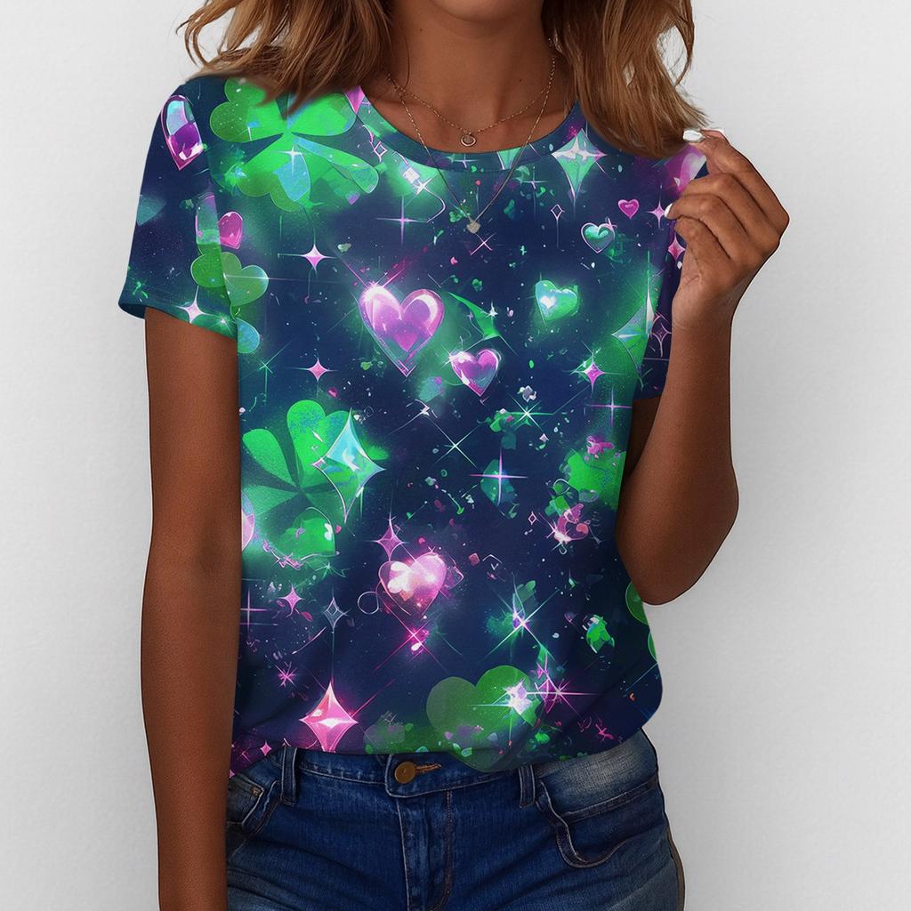 Women's T Shirt Tee Print Short Sleeve Daily Weekend Fashion Basic Regular Top St. Patrick's Day
