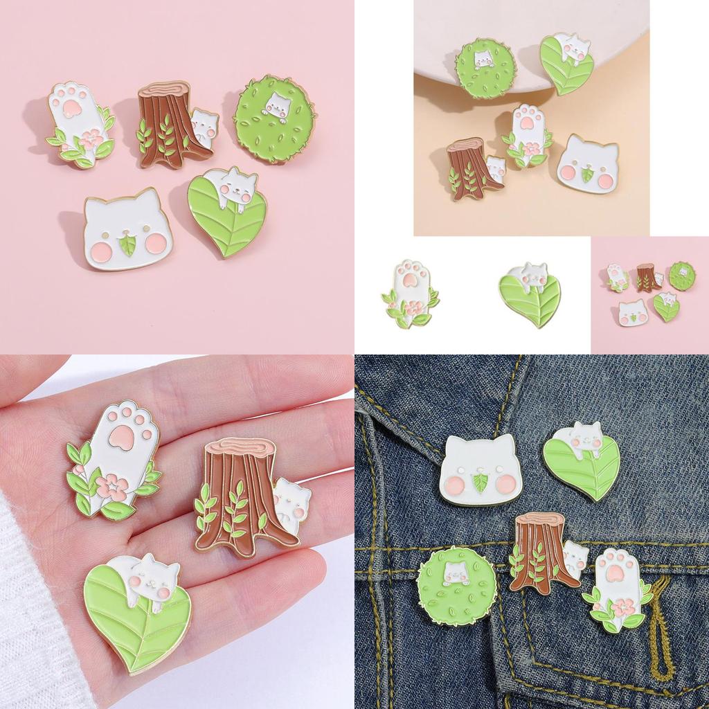 Unique Alloy Brooch With Playful Cartoon Tree And Leaf Design Perfect For Fashion Accessories