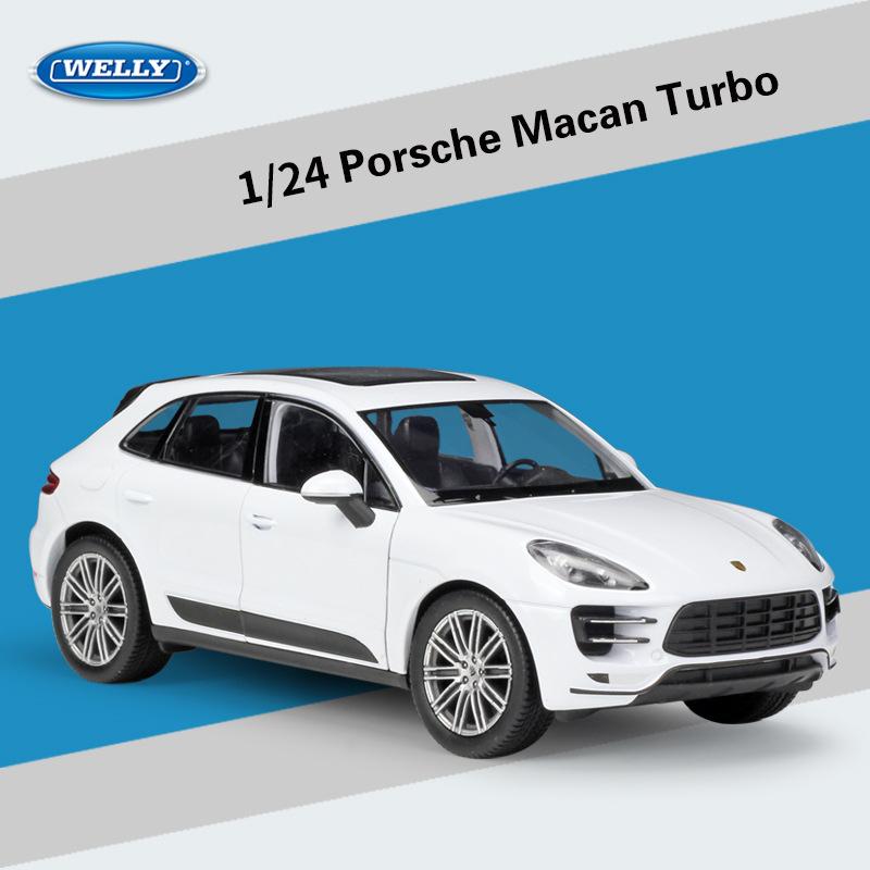 1/24 Scale WELLY Porsche Macan Turbo Alloy Car Model Diecasts Metal Toy Vehicles Car Model High Simulation Collection Childrens Gifts