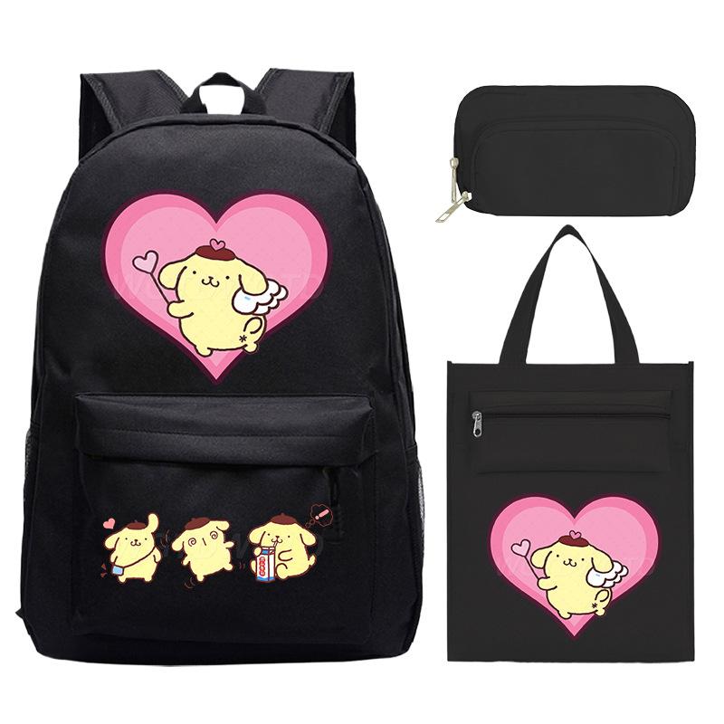 Pudding Dog Cartoon Children'S Schoolbag Three-Piece Set For Primary And Secondary School Students Versatile Backpack Tutoring Bag Pencil Case