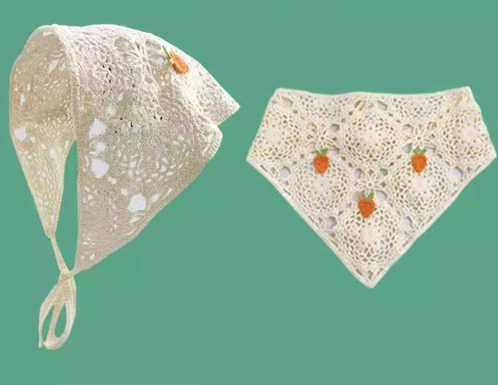 Весенне-осенний корейский треугольный шарф и повязка для волос крючком - милый цветочный стиль для женщин и девочек