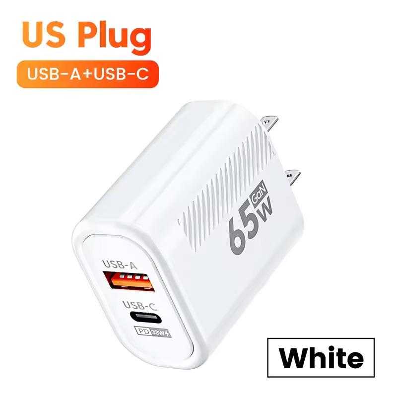 65 Вт GaN USB C быстрое зарядное устройство настенный адаптер PD 33 Вт QC3.0 для iPhone 15 14 16 Pro Max Samsung S23 Xiaomi 13 EU/US Plug дорожное зарядное устройство