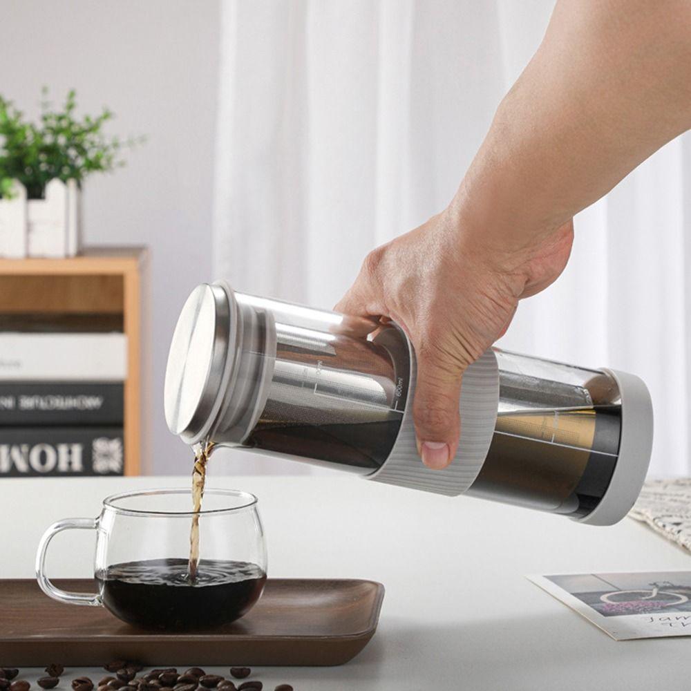 Airtight Lid Iced Tea Maker Fine Mesh Steel Infuser Glass Coffee Carafe Coffee Glass Jug Home