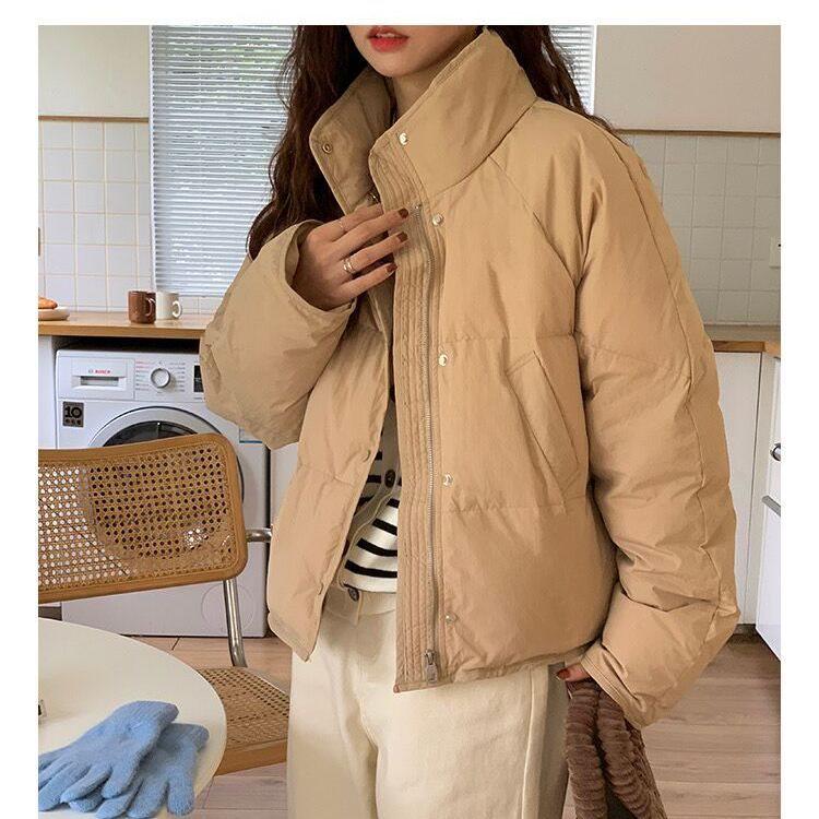 2024 Petite Korean Style Blue Women's Short Down Jacket - White Duck Down