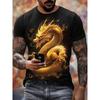 Plus Size Men's Golden Dragon Pattern 3D Printed Round Neck Short Sleeved T-shirt Summer Fashion Casual Comfortable Versatile Top