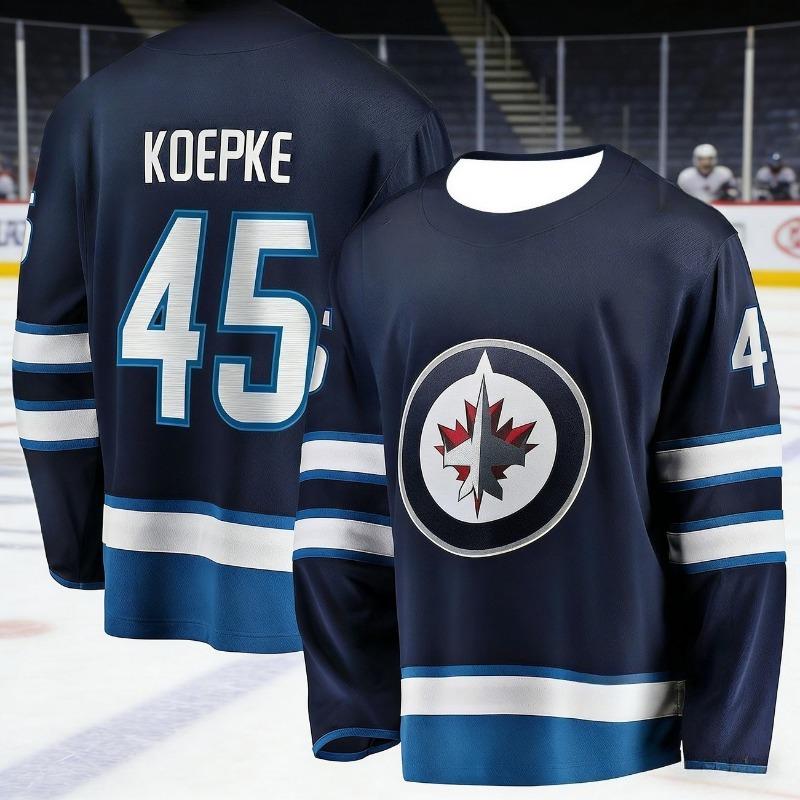 Мужская игровая тренировочная футболка для хоккея на льду Winnipeg Jets с 3D-печатью, дышащая, быстросохнущая, с длинным рукавом, детская