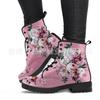 Large Size Women's Leather Boots Color Printed Nude Boots Fashion British Handmade Lace-Up Martin Boots