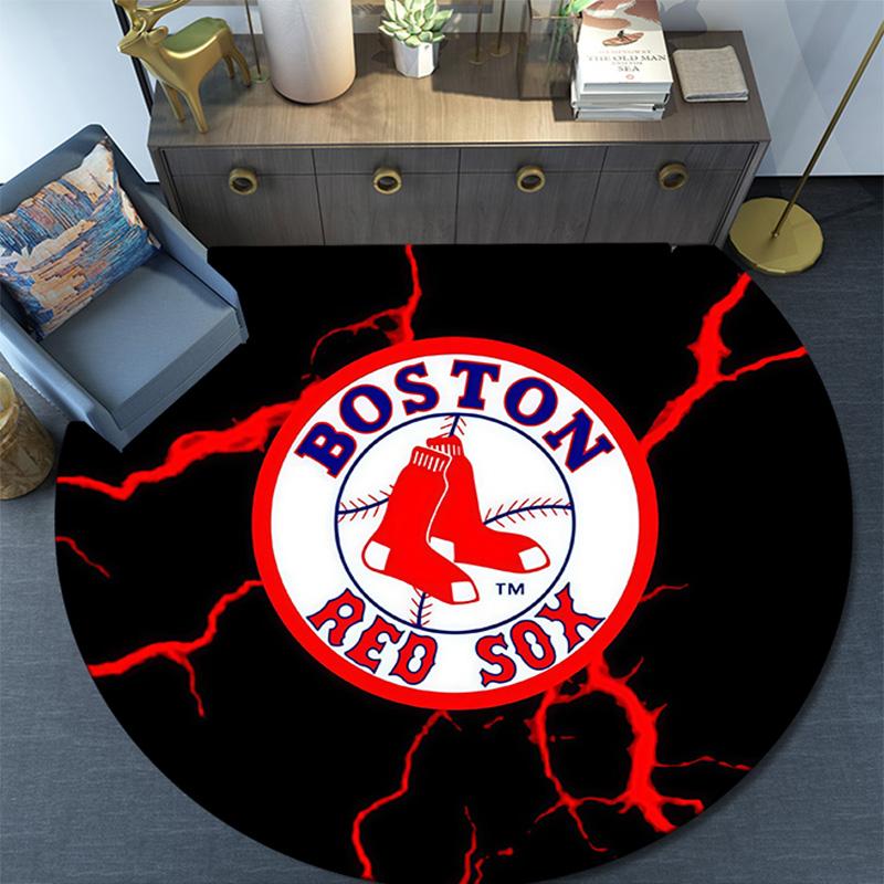 Boston Red Sox Round Area Rug,Carpet Rug for Living Room Bedroom Sofa Playroom Decor,Non-slip Floor Mat