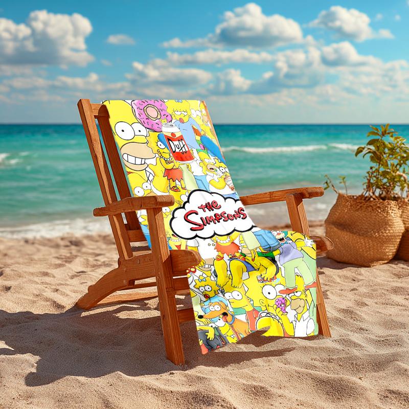 1Pc Simpsons Family Adventure Beach Towel, Quick Dry, Multi-Use for Beach Pool Gym Yoga Home Travel, Christmas, Halloween, Xmas Gift S788