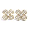 [L1270] - Gold-plated '4-Leaf Clovers' White Gold Earrings - 12 Mm