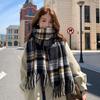 Scarf Women's New Winter Thickened Warm Imitation Cashmere Plaid Shawl Versatile Fringed Scarf