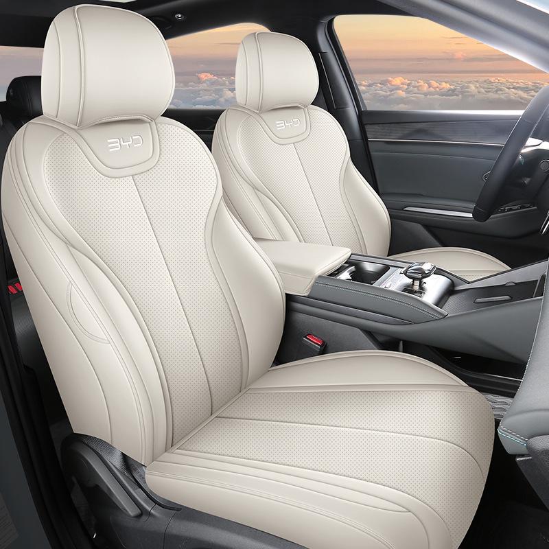BYD Qin L Compatible Full Leather Car Seat Cushion - All-Season, Five-Seat Design