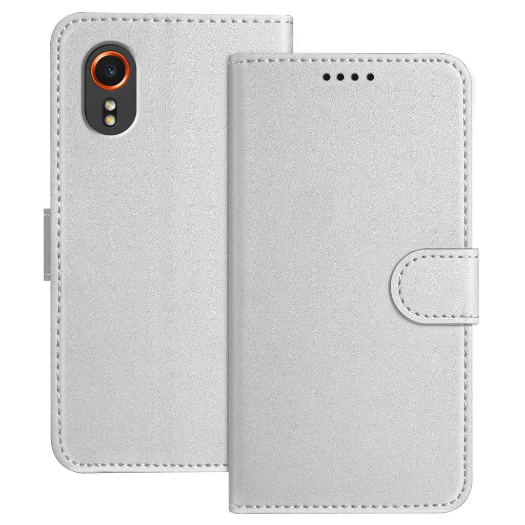 For Samsung Galaxy Xcover7 Leather Case Wallet Stand Solid Color Anti Drop Phone Cover