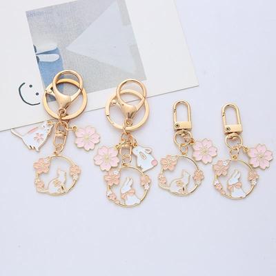 Брелок Кролик и Кошка с Цветами Вишни - Розовый USB-накопитель и Шарм для Сумки