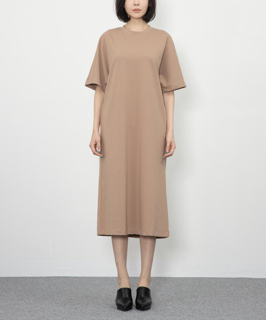 Row To Row Wrd006B Spandex Cotton Korean Sleeve Dress (Cappuccino)