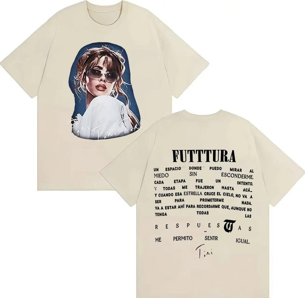 Summer Hit Singer TINI Futtturas Album Pop Music Gothic 2026 Spring summer Print Pure Cotton Fashion Casual Tshirt y2k ins
