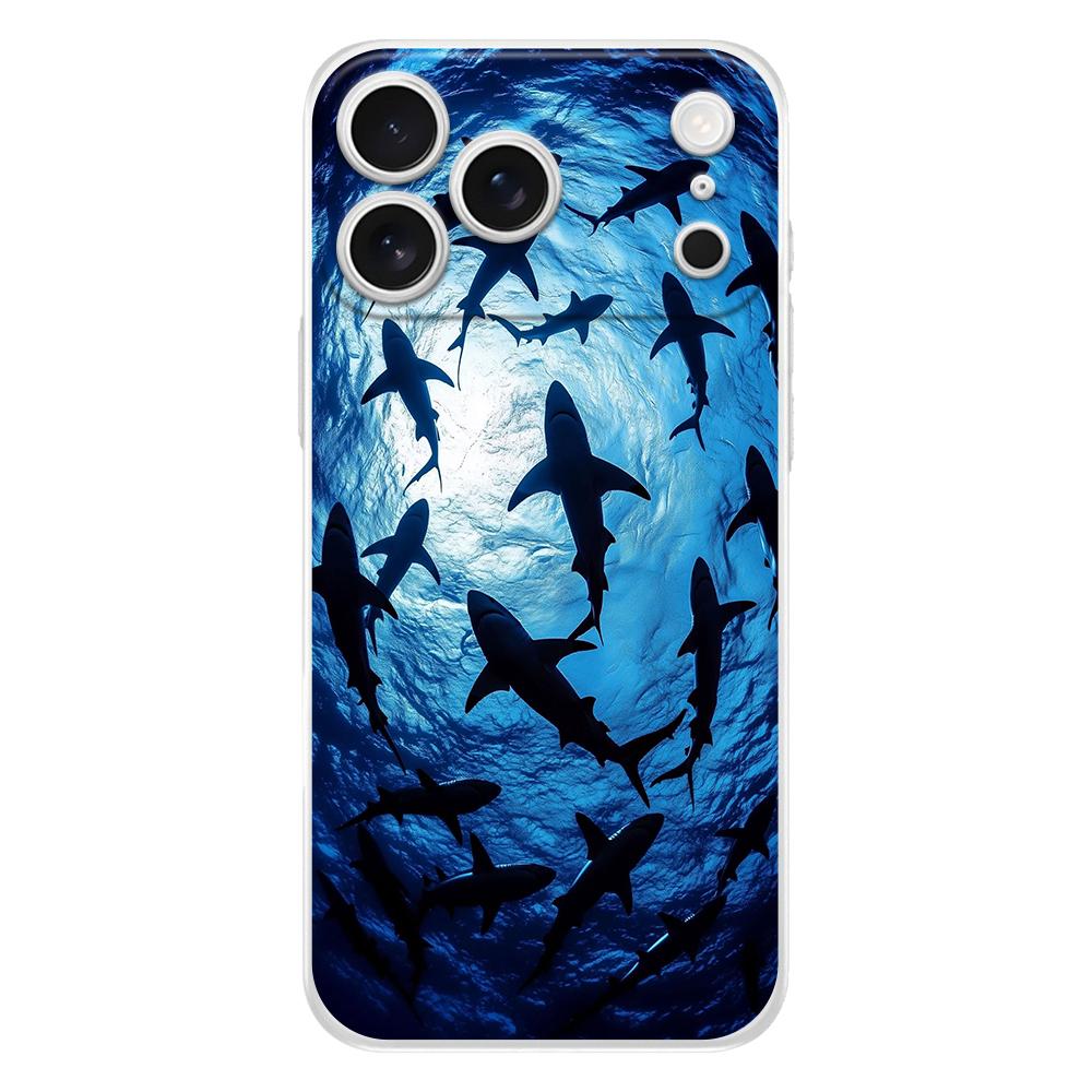 Мягкий прозрачный чехол из ТПУ для телефона iPhone 17 Air 16E 16 11 15 14 Pro MAX 12 13 7 8 Plus SE Пасхальный чехол Полная защита спинки Акула