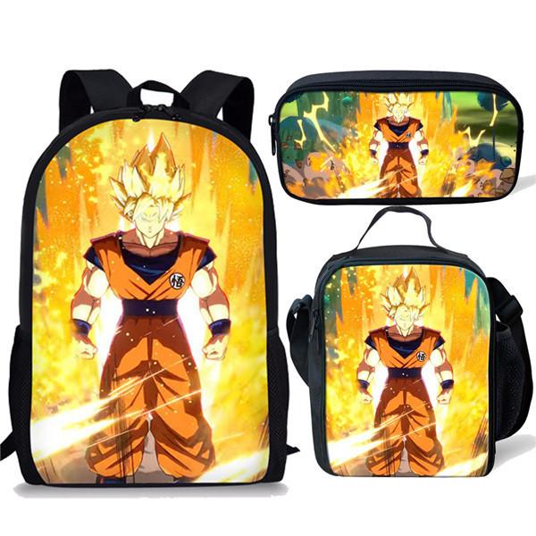 Набор Dragon Ball: рюкзак, вместительная нейлоновая школьная сумка и пенал для школьников.