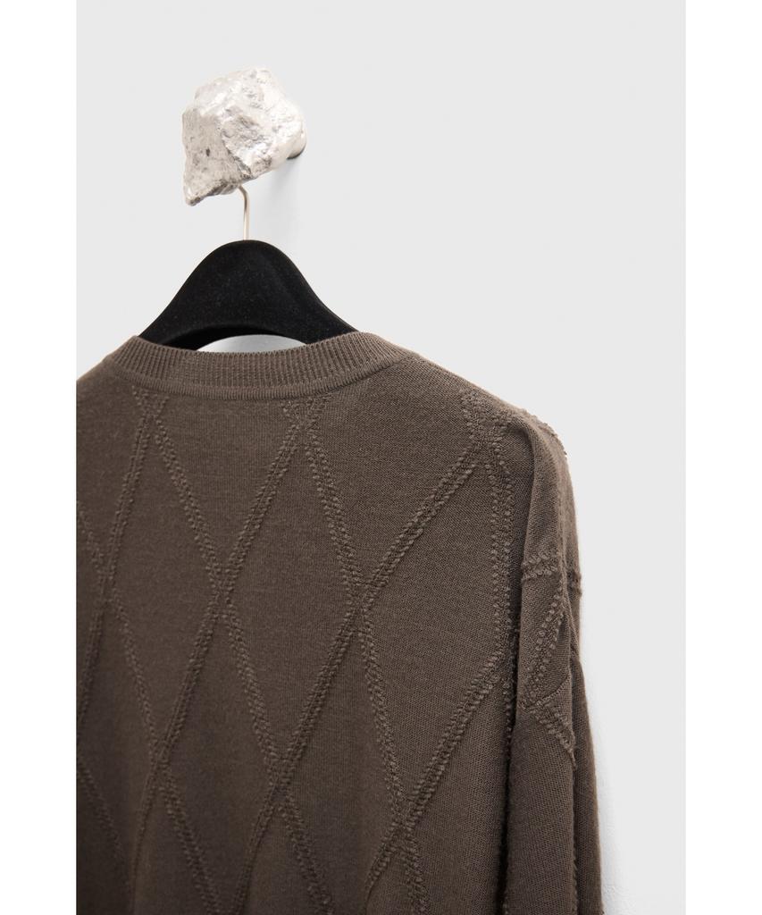 YOUTH Round Neck Textured Cardigan - Brown