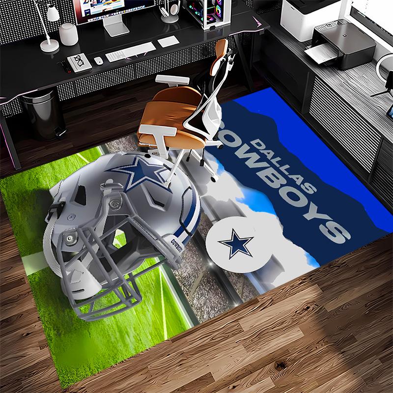 Dallas Cowboys Print Area Rug - Soft, Washable Non-Slip Indoor Mat for Office Chairs, Living Room, Home Office Decorative Rug