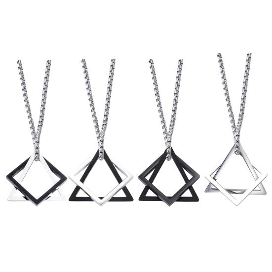 Men Necklace Triangle Square Pendant Necklace Dating Work Party Versatile Style Necklace Clothing Accessory