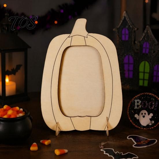 Wooden Craft for Kids Pumpkin Photo Frame, Halloween Thanksgiving DIY Paintable Kids, Blank Table Decoration Wood Picture Holder, Fall Harvest