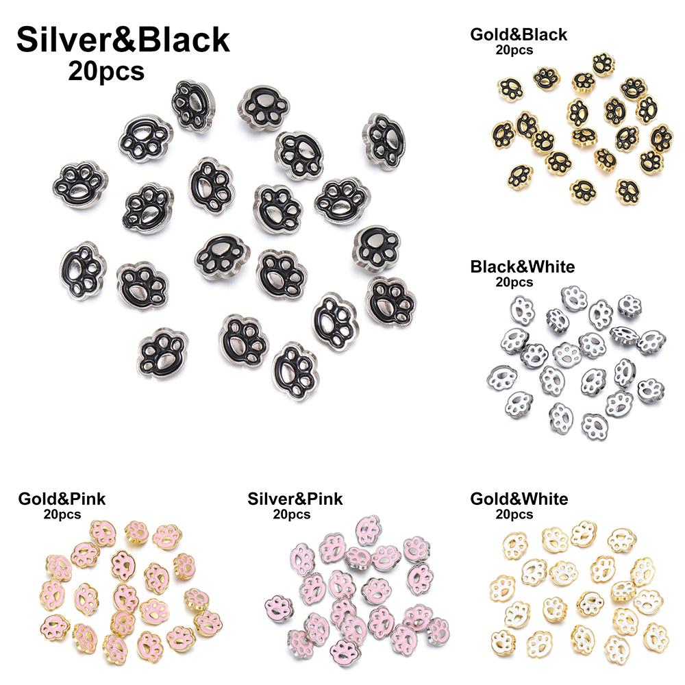 20pcs 8mm Cat Paw Pattern Craft Mini Buttons Clothing Sewing Buckle DIY Doll Clothes Metal Buckles