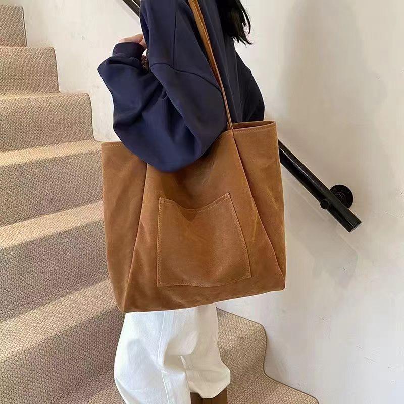 Винтажная замшевая сумка-тоут женская новая осенне-зимняя сумка через плечо большой вместимости сумка для компьютера