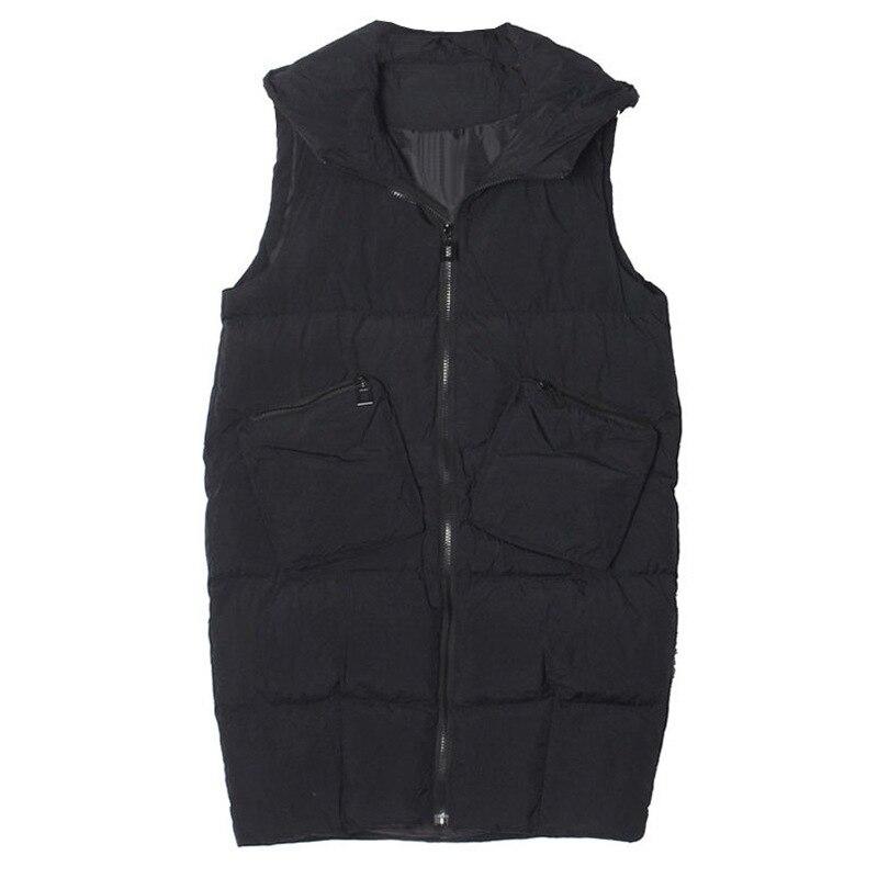 Winter Women Vest Waistcoat Long Cotton Jacket Loose Oversize Warm Bread Jacket Sleeveless Hooded Woman Jacket with Pocket