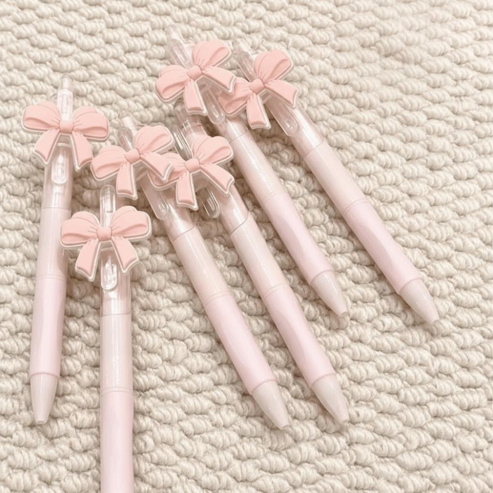 10pcs Set Pink Ballpoint Pen Bow Knot Design Sign Pen Cute Gel Pen Student Stationery