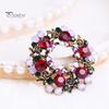 Festive Christmas Wreath Brooch Colorful Rhinestones Inlaid Pin Creative Hat Shawl Scarf Enamel Badge Coat Outfit Accessories