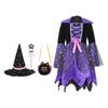 Child Witch Costume Dress with Glowing Lights Outfit Breathable Hat Halloween for