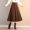 Bailuyu Осенне-зимняя вязаная юбка-миди со складками и высокой талией
