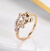 Micro Inlay Zircon Gold Color Flower Rings for Women Wedding Party Fashion Accessories Vintage Jewelry