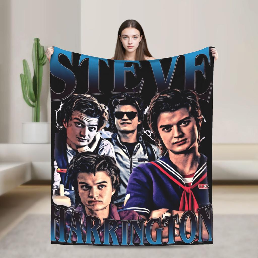 Плед Steve Harrington, мягкий, теплый, с узором, плюшевый, для детей, для домашнего декора, фланелевое покрывало на кровать.