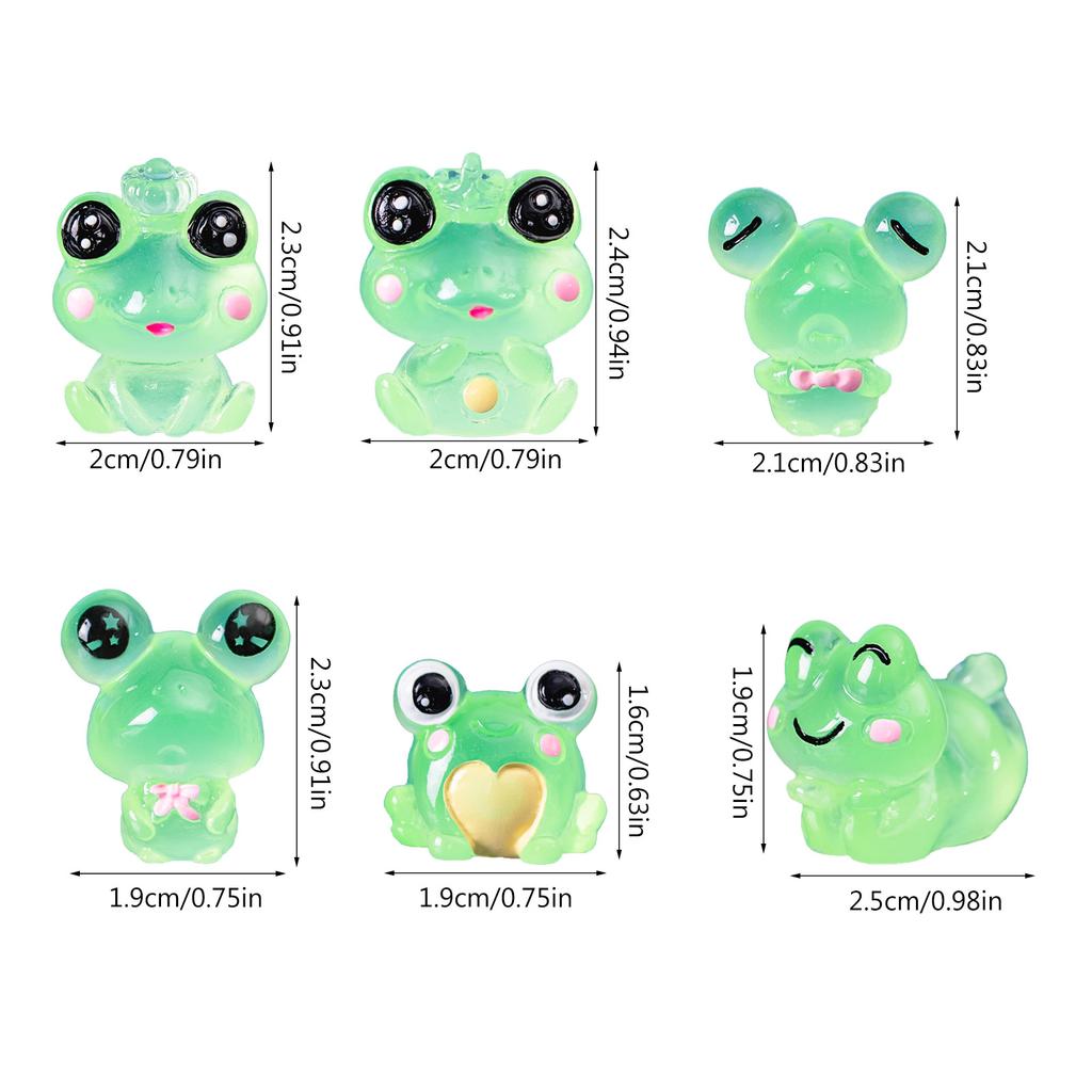 Pack of 6 Assorted Nightlight Animal Figurines Luminous Frog Shaped Mini Figurines Perfect Gift for Jewelry Collectors
