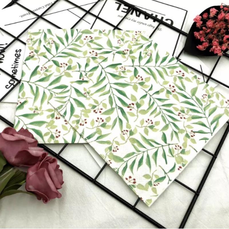 Disposable Party Napkin Double Layer 20 Pieces/Pack Leaf Pattern
