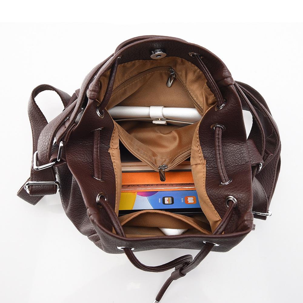 Новый женский повседневный ретро-рюкзак на завязках, свободного кроя, большая вместительная сумка для поездок на работу для женщин