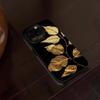 Элегантный Чехол Для Телефона С Узором Золотого Листа На Черном Фоне Для IPhone 17 16 15 14 Pro 11 12 13 Pro Max 17 Air 16 Plus Задняя Крышка