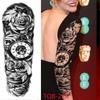 New 1 PC 480*170MM Super Large Compass Wolf Head Eye Fake Lion God Feather  Temporary Tattoo Sleeves For Men Women Tattoo Full Arm Tattoo Sticker